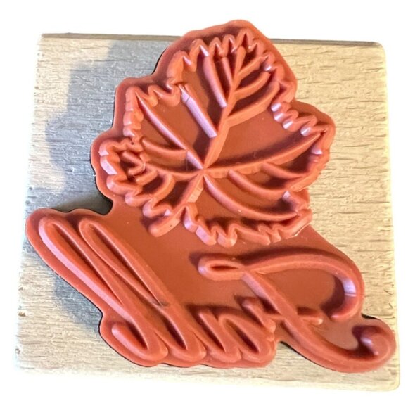 2012 International Greetings Fall Leaf Wood Rubber Stamp - Picture 3 of 3